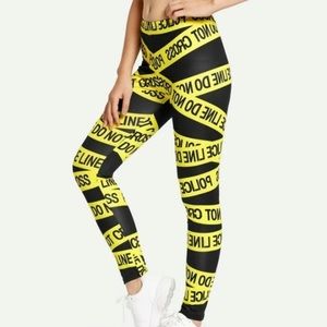 Police Caution Tape Leggings